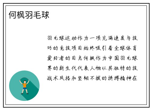 何枫羽毛球